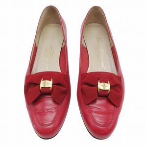 Salvatore Ferragamo 赤 レザー ローファー NEW FERRAGAMO PARIGI Flame Red Woven Calf Leather(Suede