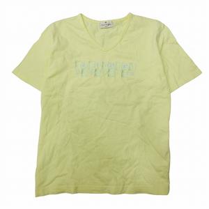 美品 クレージュ courreges ロゴ 刺繍 Tシャツ 半袖 Vネック プル 