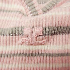 courreges クレージュワンポイントロゴ刺繍半袖ニットピンク