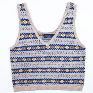 ラルフローレンカシミア混合ベストニットフェアアイル柄美品