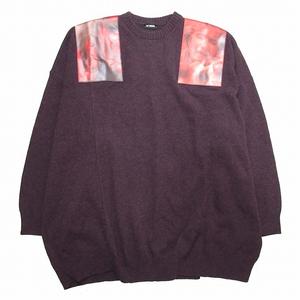 未使用品 19aw ラフシモンズ RAF SIMONS オーバーサイズ ニット ショルダーパッチ ワイルドアットハート OVERSIZED SWEATER WITH PRINTED SHOULDER PATCHES L パープル アーカイブ 192-832-50001-00055/■U65/メンズ