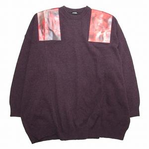 未使用品 19aw ラフシモンズ RAF SIMONS オーバーサイズ ニット ショルダーパッチ ワイルドアットハート OVERSIZED SWEATER WITH PRINTED SHOULDER PATCHES L パープル アーカイブ 192-832-50001-00055/■U65/メンズ 