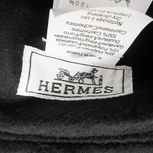 美品 エルメス HERMES Hロゴ 刺繍 ブリムハット バケットハット ピーチスキン カシミヤ裏地 ステッチ ワイドブリム バケハ 帽子 フランス製 58 ダークグリーン 緑 黒 ブラック レディース ■X49 