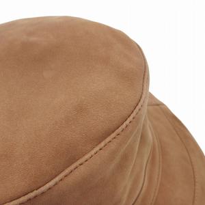 美品 エルメス HERMES ラムスキン レザー ハット 帽子 キャップ ヌバック スエード リボン サイズ58 茶 ブラウン レディース/●S07 