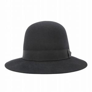 美品 エルメス HERMES ラビット ラパン フェルト ハット ラウンドハット バケット リボン 帽子 キャップ イタリア製 サイズ56 黒 ブラック レディース/△N73 