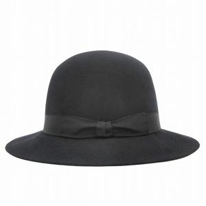 美品 エルメス HERMES ラビット ラパン フェルト ハット ラウンドハット バケット リボン 帽子 キャップ イタリア製 サイズ56 黒 ブラック レディース/△N73 