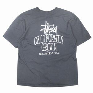 極美品 25ss ステューシー STUSSY CALI GROWN TEE PIGMENT ロゴプリント Tシャツ カットソー トップス 半袖 クルーネック コットン サイズXL チャコール グレー メンズ/☆C44 