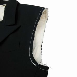 極美品 20ss ラフシモンズ RAF SIMONS スリーブレス ジャケット ピークドラペル ブレザー ブルゾン ベスト 48 黒 ブラック アーカイブ コレクションピース 201-527/△E04/メンズ 