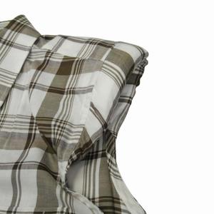 極美品 20ss ドリスヴァンノッテン DRIES VAN NOTEN CASUL 9211 M.W.SHIRT ECR チェック スリーブレス シャツ ノースリーブ カットソー 総柄 46 オフホワイト×ブラウン アーカイブ コレクションピース/△E05/メンズ 