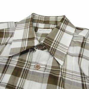 極美品 20ss ドリスヴァンノッテン DRIES VAN NOTEN CASUL 9211 M.W.SHIRT ECR チェック スリーブレス シャツ ノースリーブ カットソー 総柄 46 オフホワイト×ブラウン アーカイブ コレクションピース/△E05/メンズ 