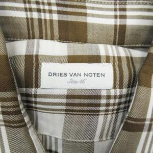 極美品 20ss ドリスヴァンノッテン DRIES VAN NOTEN CASUL 9211 M.W.SHIRT ECR チェック スリーブレス シャツ ノースリーブ カットソー 総柄 46 オフホワイト×ブラウン アーカイブ コレクションピース/△E05/メンズ 