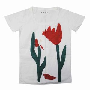 【中古】15ss マルニ MARNI チューリップ プリント Tシャツ 半袖 布帛切替 花柄 トップス カットソー 38 白 ホワイト 15ss マルニ MARNI チューリップ プリント Tシャツ 半袖 布帛切替 花柄