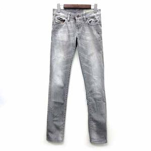 ディーゼル DIESEL スーパースリム スキニー デニム パンツ ジーンズ USED加工 Grupee SUPER SLIM-SKINNY LOW WAIST 0839N グレー 灰 30 レディース
