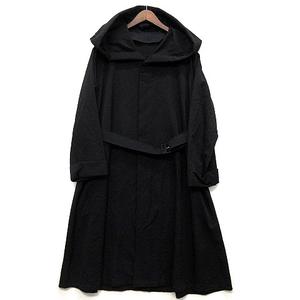 ワイズ Y's ヨウジヤマモト ウール ギャバジン ビッグフード ベルテッド コート ロング 黒 ブラック ヴィンテージ 90s メンズ