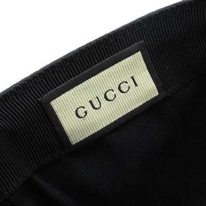 グッチ GUCCI インターロッキングG キャンバス ベースボール キャップ ウェビングライン 387554 ブラック 黒 XL 60cm メンズ