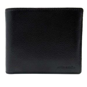 新品同様 ミラショーン mila schon 二つ折り 財布 レザー 牛革 ロゴ型押し 黒 ブラック 