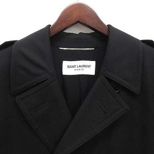 ✨未使用✨サンローラン SAINT LAURENT トレンチコート カシミヤ 黒 サンローラン パリ SAINT LAURENT PARIS エディ期 ウール ロング