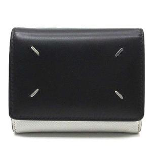 メゾンマルジェラ Maison Margiela 4ステッチ 三つ折り 財布 レザー コンパクト ウォレット SA3UI0017 P5787 HA202 バイカラー ブラック ホワイト ☆AA★ メンズ レディース