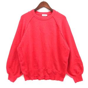 レプシィム ローリーズファーム LEPSIM LOWRYS FARM 5ゲージ アンゴラ混 クルー ニット セーター 長袖 レッド 赤 F レディース