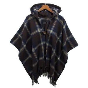 イネド INED ポンチョ カーディガン 羽織 フード フリンジ ダークブラウン F レディース