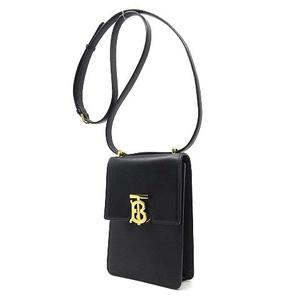 バーバリー BURBERRY ロビンバッグ TBロゴ ミニ ショルダーバッグ レザー ブラック ゴールド ☆AA★ メンズ レディース