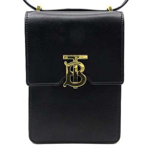 バーバリー BURBERRY ロビンバッグ TBロゴ ミニ ショルダーバッグ レザー ブラック ゴールド ☆AA★ メンズ レディース