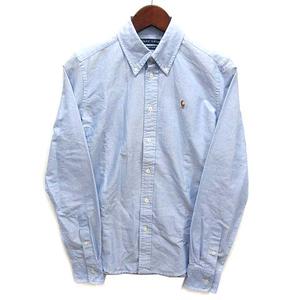 ラルフローレン RALPH LAUREN オックスフォード ボタンダウン シャツ 長袖 ワンポイント スーパースリムフィット ライトブルー 4 レディース