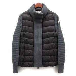 モンクレール MONCLER ニット 切替 ダウン ジャケット カーディガン ブラック グレー XS 国内正規 C20939453400 レディース
