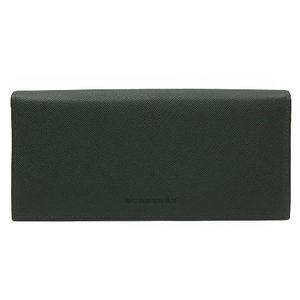 バーバリー BURBERRY サフィアーノレザー 二つ折り 長財布 小銭入れあり ダークグリーン 美品 メンズ
