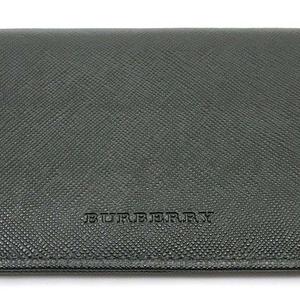 バーバリー BURBERRY サフィアーノレザー 二つ折り 長財布 小銭入れあり ダークグリーン 美品 メンズ