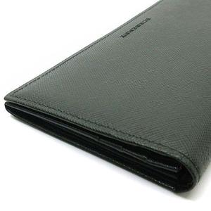 バーバリー BURBERRY サフィアーノレザー 二つ折り 長財布 小銭入れあり ダークグリーン 美品 メンズ