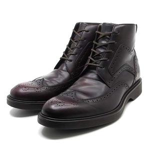 サルヴァトーレ フェラガモ Salvatore Ferragamo ウイングチップ レースアップ ブーツ レザー バーガンディ系 10D 約28cm ☆AA★ メンズ