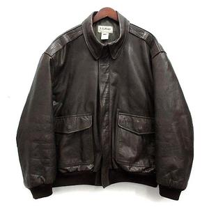 エルエルビーン L.L.BEAN 80s A-2 レザー フライトジャケット ブルゾン H706 ブラウン XXL USA製 ヴィンテージ メンズ
