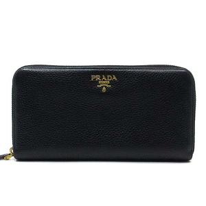 プラダ PRADA レザー ラウンドファスナー 長財布 1ML506 ブラック 黒 メンズ レディース