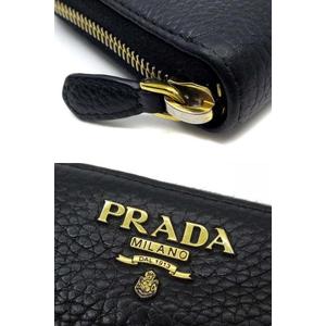 プラダ PRADA レザー ラウンドファスナー 長財布 1ML506 ブラック 黒 メンズ レディース