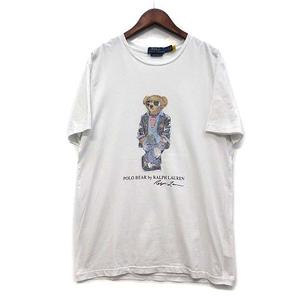 ポロ ラルフローレン POLO RALPH LAUREN ポロベア プリント Tシャツ カットソー 半袖 クルーネック ホワイト 白 M メンズ