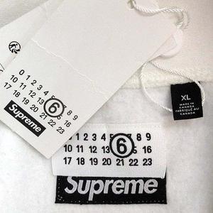 未使用品 シュプリーム SUPREME エムエムシックス メゾンマルジェラ MM6 Maison Margiela フォイル ボックスロゴ フーデッド スウェットシャツ パーカー FOIL BOX LOGO HOODED SWEATSHIRT 2024SS ホワイト 白 XL ☆AA★ メンズ