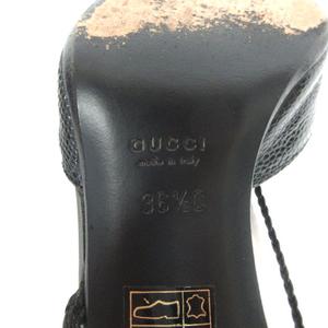 グッチ GUCCI クロコ型押し パンプス ポインテッドトゥ レザー 36.5 