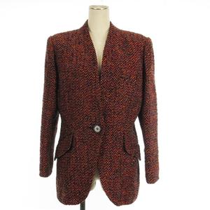 美品　クリスチャンディオール　ツイード　ジャケット　正規品 ディオール Dior ツイード ウール ジャケット 黒 白 オレンジ 【公式通販】