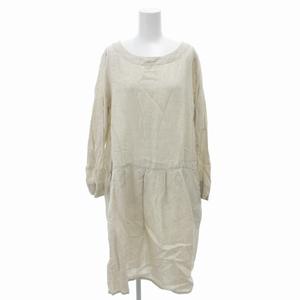 サマンサモスモス SM2 リネンワンピース ひざ丈 麻 長袖 M ベージュ  