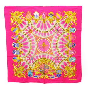 エルメス HERMES BRITISH HERALDRY スカーフ カレ90 英国紋章 大判 総柄 ピンク ■SM3 レディース