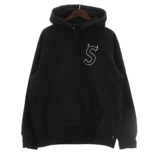 シュプリーム SUPREME 22AW Logo Hooded Sweatshirt ツノ Sロゴ スウェットパーカー プルオーバー 裏起毛 M ブラック ☆AA★ メンズ