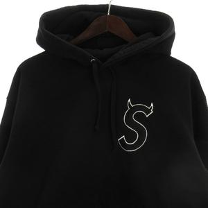 シュプリーム SUPREME 22AW Logo Hooded Sweatshirt ツノ Sロゴ スウェットパーカー プルオーバー 裏起毛 M ブラック ☆AA★ メンズ