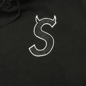 シュプリーム SUPREME 22AW Logo Hooded Sweatshirt ツノ Sロゴ スウェットパーカー プルオーバー 裏起毛 M ブラック ☆AA★ メンズ