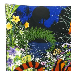 エルメス HERMES TYGER TYGER Alice Shirley タイガータイガー 柄 カレ 90 スカーフ 総柄 シルク ブルー系 ☆AA★ レディース