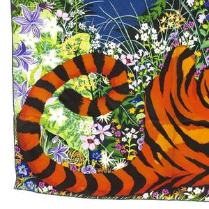 エルメス HERMES TYGER TYGER Alice Shirley タイガータイガー 柄 カレ 90 スカーフ 総柄 シルク ブルー系 ☆AA★ レディース