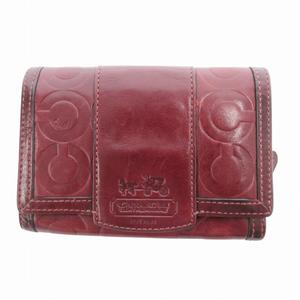 コーチ COACH オプアート 二つ折り財布 ウォレット シグネチャー レザー 紅 ボルドー /HO ■GY99 レディース
