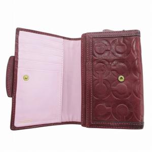 コーチ COACH オプアート 二つ折り財布 ウォレット シグネチャー レザー 紅 ボルドー /HO ■GY99 レディース