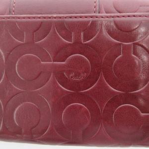 コーチ COACH オプアート 二つ折り財布 ウォレット シグネチャー レザー 紅 ボルドー /HO ■GY99 レディース