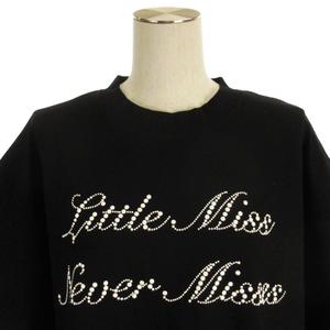未使用品 アンドワン ANDWANG タグ付き AND pearl over tee オーバーサイズ カットソー 半袖 袖レース フェイクパール ロゴ ブラック F レ 未使用品 アンドワン ANDWANG タグ付き AND pearl over tee